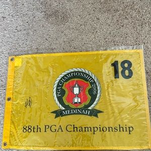 2006 PGA Championship pin flag signed by Fred Funk